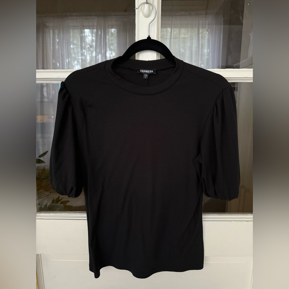 Express Elegant Black Puff Sleeve blouse